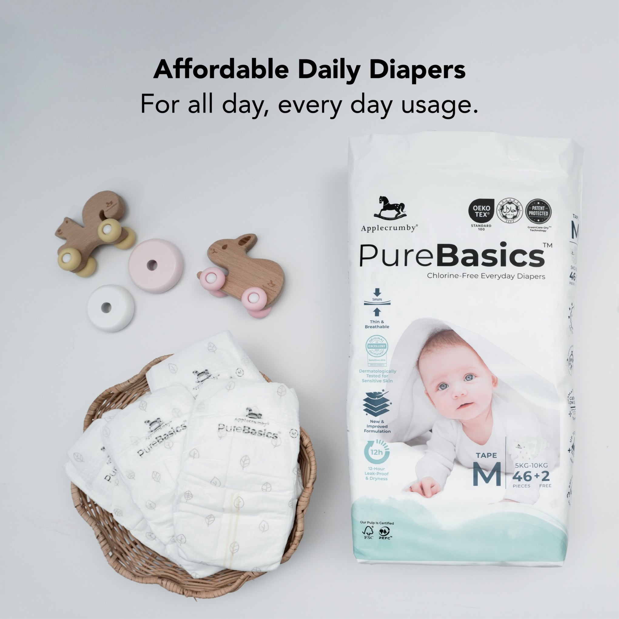 [BUY 8 Free 2] PureBasics Diapers (EM-Sabah)