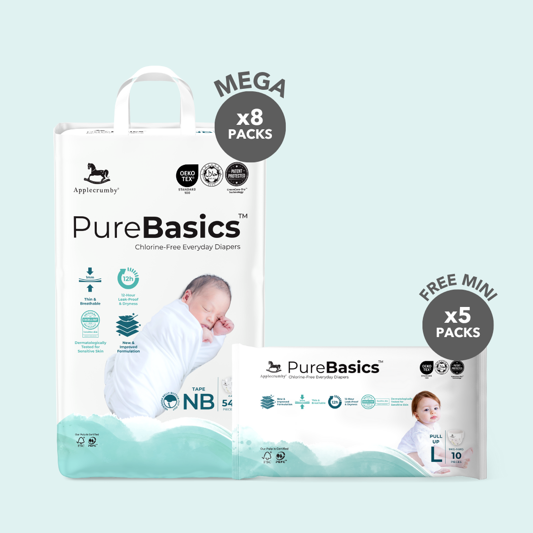 [8 PACKS] PureBasics Mega Diapers