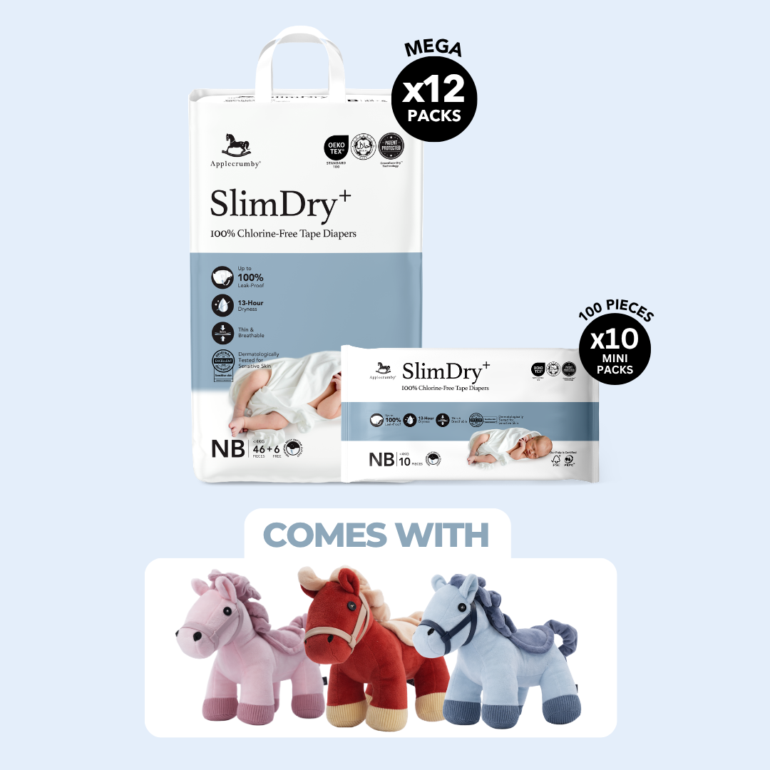 [12 PACKS] SlimDry⁺ Mega Diapers